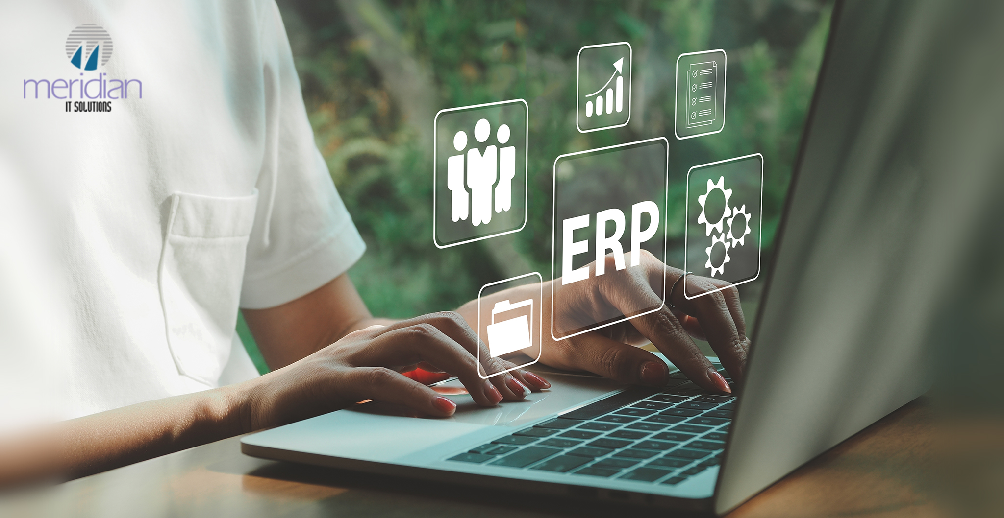 Businesswoman using computer for real estate ERP management